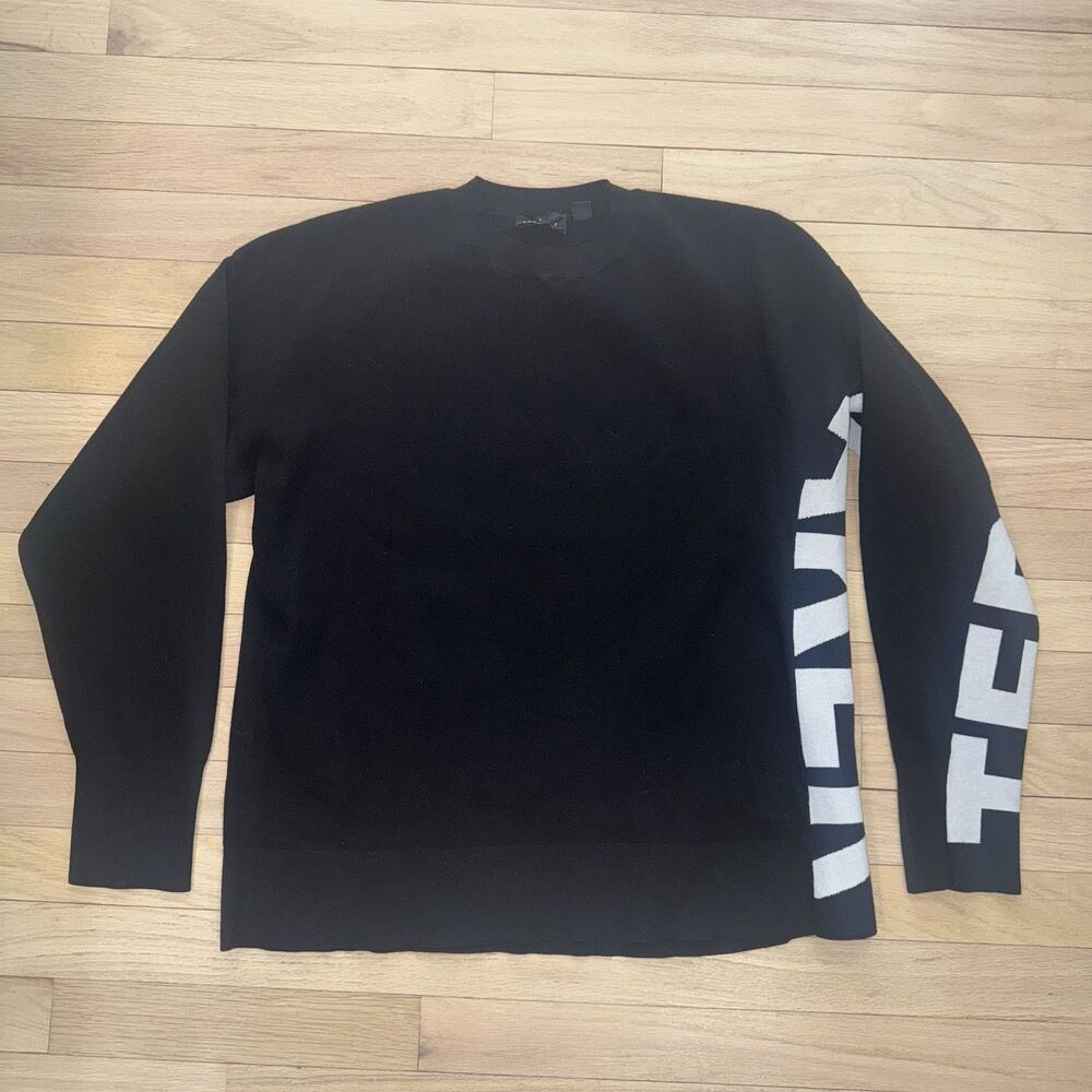 Ted Baker “Keyzay” Logo Spellout Sweater Black White Stretch Women Size 2/ 4-6